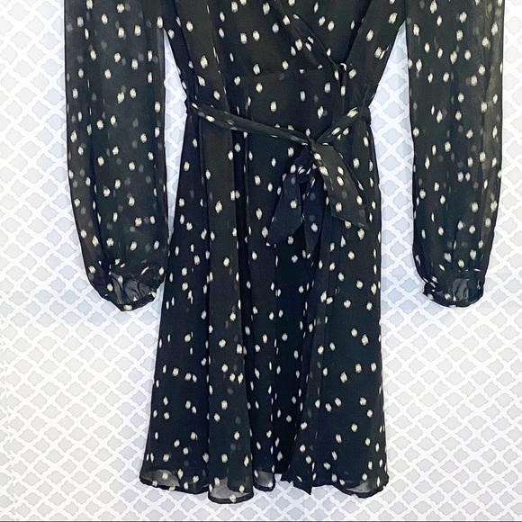 EUC Zara Basic Spotted Long Sleeve Wrap Dress - Picture 3 of 12